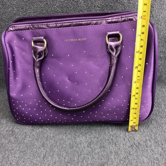 Victoria's Secret Purple & Gold Rhinestone Make-Up Handbag Clutch EUC - Picture 11 of 11